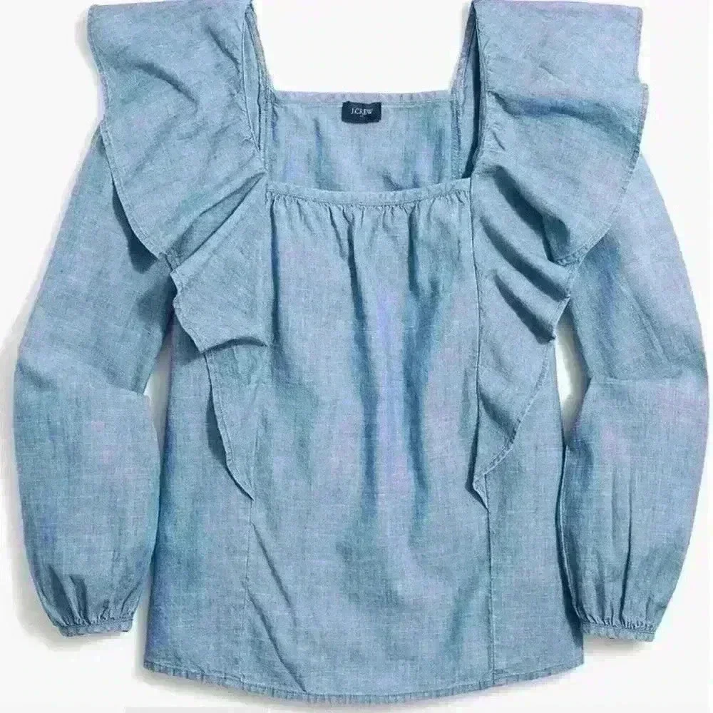 J. Crew ruffle chambray top